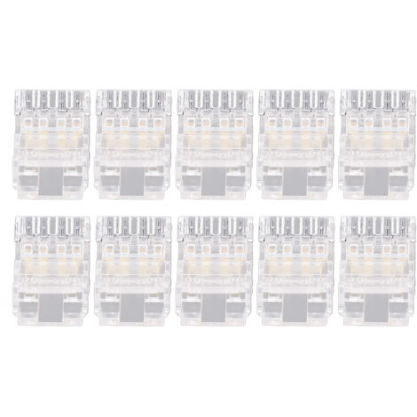 Set mit 10 lötfreien Steckverbindern für 4-polige 10-mm-COB-LED-Streifen – Transparenter Drahtstreifenverbinder