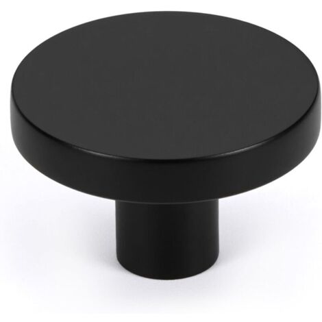 Set mit 10 mattschwarzen Küchenschrankknöpfen, massiven Messingknöpfen für Kommodenschubladen, runden minimalistischen Badezimmerschrankgriffen, modernen Möbelbeschlägen, Durchmesser 1