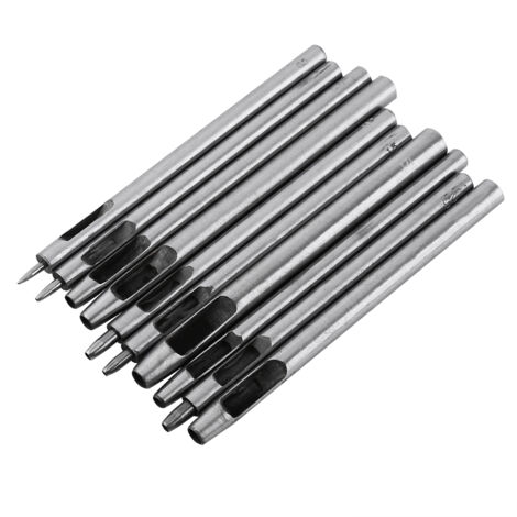 Set mit 10 Metallstempeln für Leder, Lochung von 0,5 bis 5 mm, Werkzeug für Lederbearbeitung und Gürtelherstellung