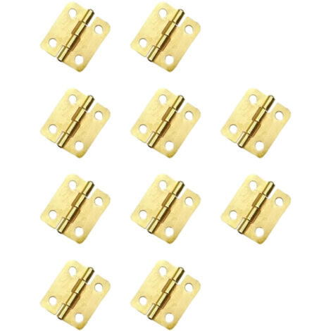Set mit 10 Mini-Scharnieren aus goldfarbenem Metall (18 x 16 mm) als Ersatz für Schubladen – Kleine Scharniere mit kleinen Schrauben für Puppenhäuser, DIY-Projekte und Schmuckkästchen aus Holz.