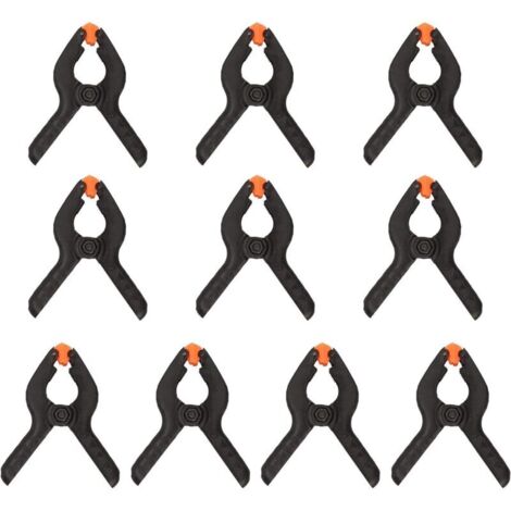 Set mit 10 Nylon-Federklemmen (5,1 cm), Mini-Federklemmen aus schwarzem Kunststoff für Hintergründe, Musselinpapier, Fotohintergründe, Arbeitsprojekte und Fotostudios