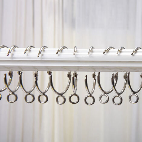 Set mit 10 offenen Metallgardinenringen mit dekorativen Ösen, silberfarben, 3,8 cm Innendurchmesser