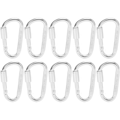 Set mit 10 robusten Aluminium-Karabinern mit D-Ring zum Klettern und Campen