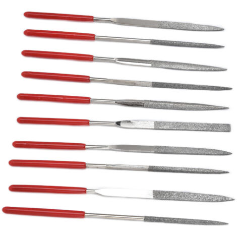 Set mit 10 robusten und langlebigen Nadelfeilen, komfortabler Griff, ideal für Schmuckarbeiten und Präzisionsarbeiten, 3 x 140 mm