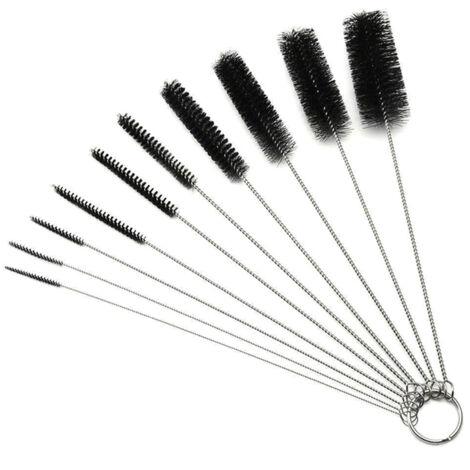Set mit 10 Rohr- und Strohhalmbürsten – Edelstahl/Nylon, Durchmesser 2–24 mm