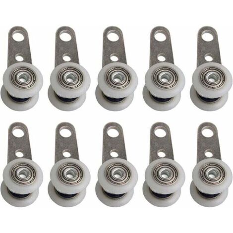 Set mit 10 Rollen für Erkerfenster oder Schiebetüren – Metall und Kunststoff – 4,5 x 1,9 cm