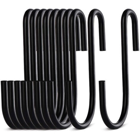 Set mit 10 S-förmigen Haken, Schwarz - Metall - Für Küche, Bad, Schlafzimmer, Büro, 7824 mm (10 g)