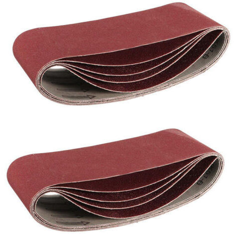 Set mit 10 Schleifbändern 100 mm x 915 mm, Körnung 240 aus Aluminiumoxid - Für Holzbearbeitung, Metallpolieren, Messerschärfer
