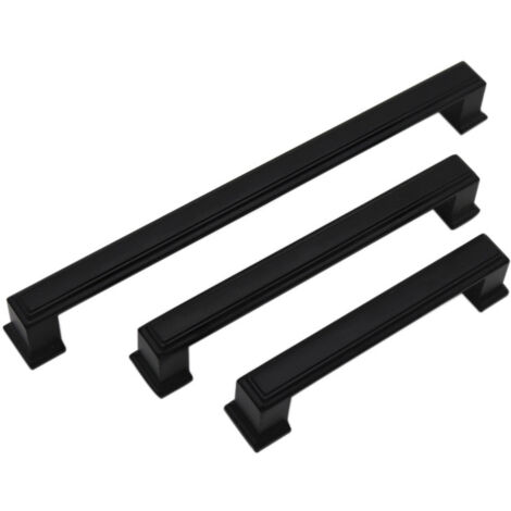 Set mit 10 schwarzen Aluminium-Möbelgriffen für Küchenschränke, 147 mm - Schwarze Schubladengriffe für Küchenschränke