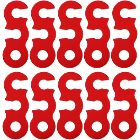 Set mit 10 Seilspannern aus Aluminiumlegierung, einfach zu bedienen und sicher zu befestigen. Ideales Zubehör für Camping, Wandern und Zelte (rot).