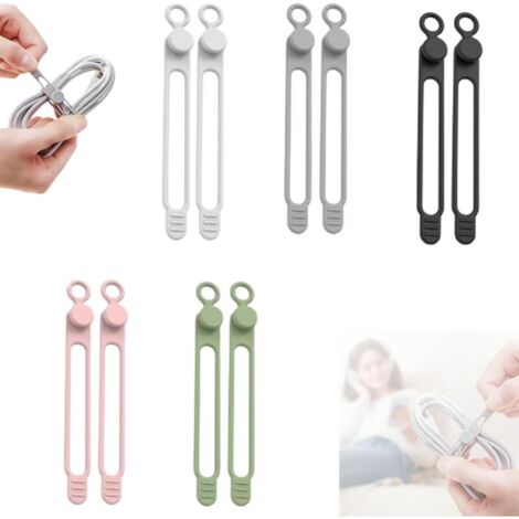 Set mit 10 Silikon-Kabelorganisatoren für Datenkabel, Kopfhörer und Kabel wiederverwendbare und multifunktionale elastische Kabelorganisatoren für …