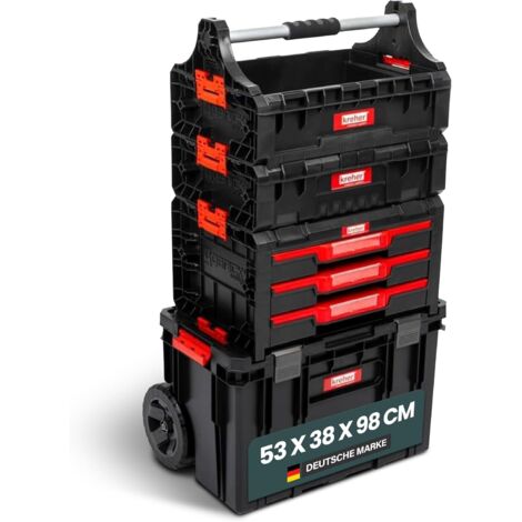 Set mit 10 tragbaren Werkzeugkästen, Werkzeugwagen