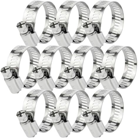 Set mit 10 verstellbaren Edelstahl-Schlauchschellen mit Kreuzschlitzschraube, 6 bis 12 mm