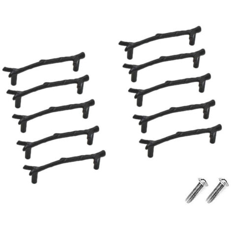 Set mit 10 Vintage-Schubladengriffen aus Zinklegierung für Schränke, Schubladen, Landhäuser, Ferienhäuser (96 mm, schwarz)