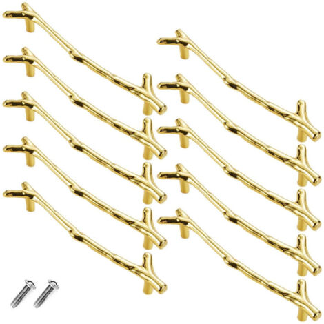 Set mit 10 Vintage-Schubladenknöpfen aus Zinklegierung für Schränke, Schubladen, Landhausstil, Cottage (128 mm, Gold)