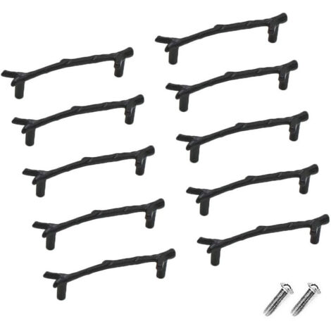 Set mit 10 Vintage-Schubladenknöpfen aus Zinklegierung für Schränke, Schubladen, Landhausstil, Cottage (128 mm, schwarz)