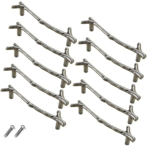 Set mit 10 Vintage-Schubladenknöpfen aus Zinklegierung für Schränke, Schubladen, Landhausstil, Cottage (96 mm, silber)