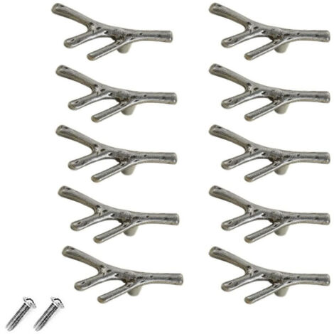 Set mit 10 Vintage-Schubladenknöpfen aus Zinklegierung für Schränke, Schubladen, Landhausstil, Cottage (einlochig, silberfarben)