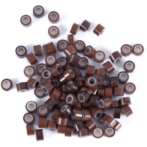 Set mit 100 Silikonperlen für Haarverlängerungen, inklusive Häkelnadel und Lockenzange