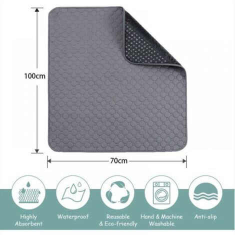 Set mit 100 Welpen-Trainingspads (70 cm), waschbar und saugfähig, rutschfest und auslaufsicher, wiederverwendbar, ideal als Ersatz für Einwegpads, grau