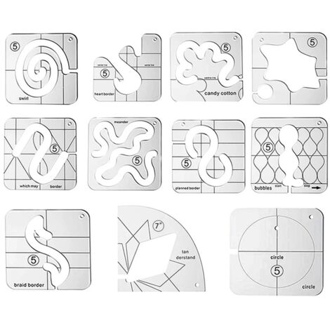 Set mit 11 Acryl-Linealen für DIY-Patchwork – Quilt-Nähmuster Serie 5
