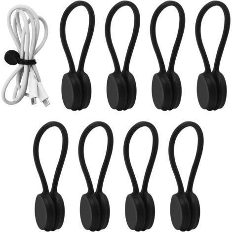 Set mit 11 verstellbaren magnetischen Kabelclips, Silikon-Kabelhaltern zum Ordnen und Gruppieren von Kabeln, Kopfhörerkabeln, Kabeln und Ladegeräten
