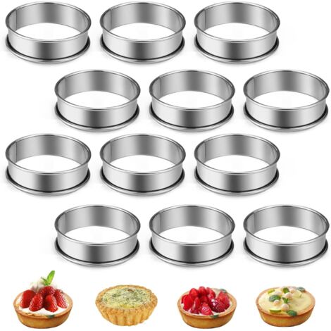 Set mit 12 Dessertringen aus Edelstahl, 8 cm, Formen für Mousse und Pfannkuchen, Tortenringe