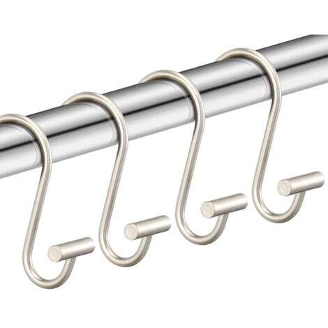 Set mit 12 Duschvorhanghaken aus Nickel mit T-Schiene, rostfreie Duschvorhangringe für Duschvorhangstangen im Badezimmer