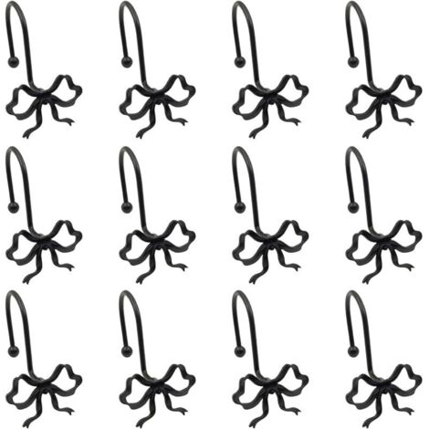 Set mit 12 Duschvorhanghaken, Gardinenstangenhaken, Gardinenringen, dekorativen Duschvorhanghaken aus Metall, 3D-Knotendesign, rostfrei und feuchtigkeitsbeständig