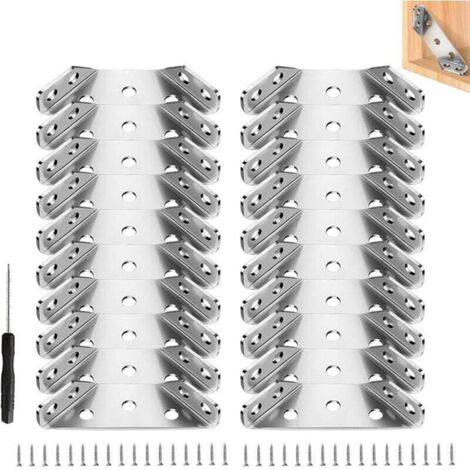 Set mit 12 Eckwinkeln aus Edelstahl – Dreieckige Stütze – Für Holzmöbel, Schränke, Tische, Stühle