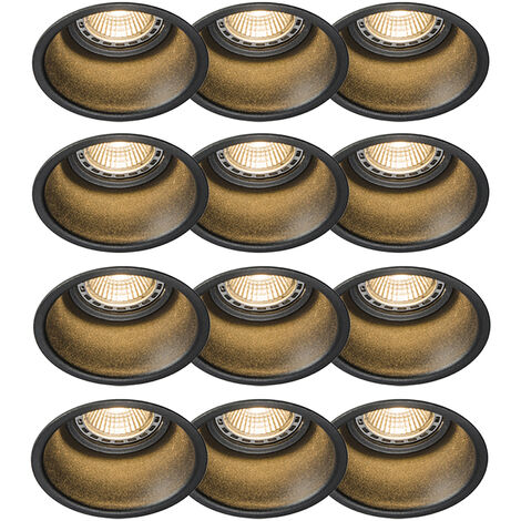 Set mit 12 Einbauspots schwarz rund - Dept
