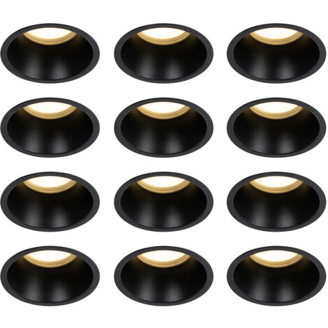 Set mit 12 Einbaustrahlern schwarz GU10 70mm IP44 - Dept