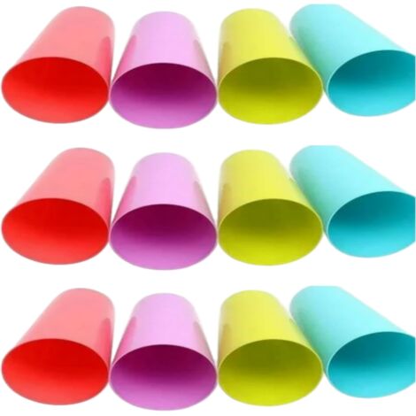 Set mit 12 farbenfrohen und stapelbaren Plastikbechern - EINNENFFER - Unzerbrechlich, spülmaschinenfest, perfekt für Partys, Geburtstage und Familienfeiern