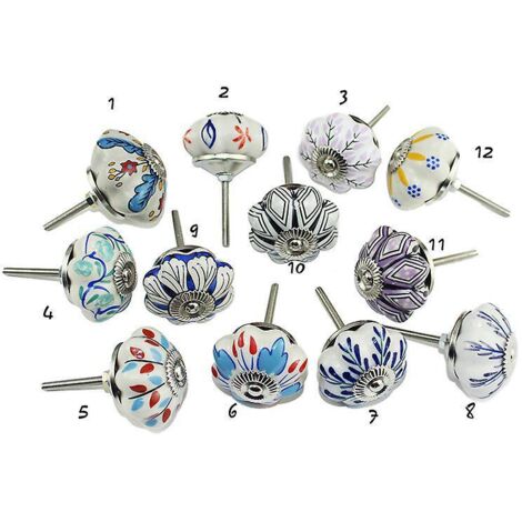 Set mit 12 farbigen Keramik-Schrankgriffen