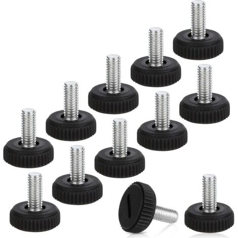 Set mit 12 höhenverstellbaren Möbelfüßen – M6 x 20 mm – Schwarz – Nivellierfüße für Möbel, Stühle, Tische