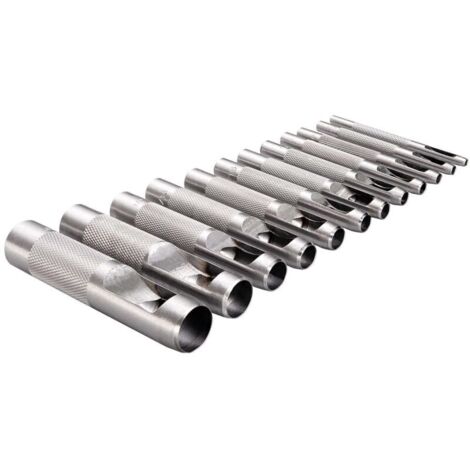 Set mit 12 Hohlstanzen, Rundstanzen, Schneidwerkzeug, Lochzange für Leder, Gürtel, Gummi, Karten, Siegel, Kunststoff, Papier, Uhrenarmbänder, 1/8" - 3/4" (3 mm - 19 mm)