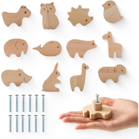 Set mit 12 Holz-Schrankknöpfen für das Kinderzimmer