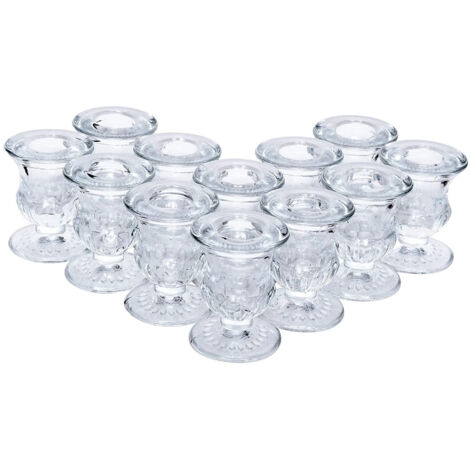 Set mit 12 konischen Kerzenhaltern aus Klarglas, 6,35 cm hoch