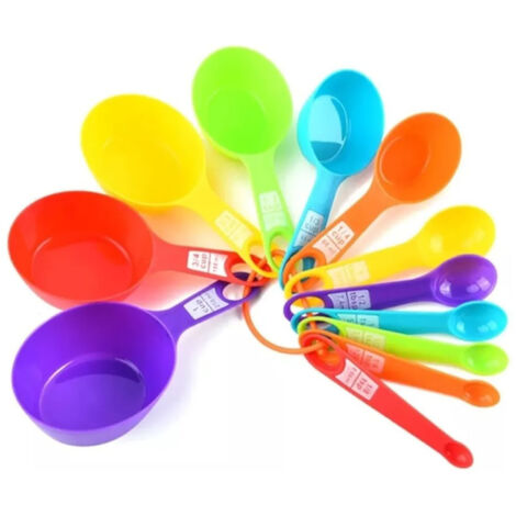 Set mit 12 Messlöffeln aus Kunststoff für Küche und Backen