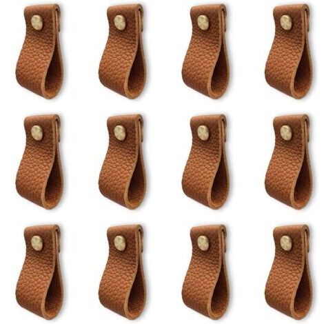 Set mit 12 Möbelgriffen für die Küche, Möbelgriffe aus Leder, Türgriffe mit Schraubenmuttern, Antikollisions-Türknöpfe für Schrank Schublade Kommoden, schönes Geschenk, braun