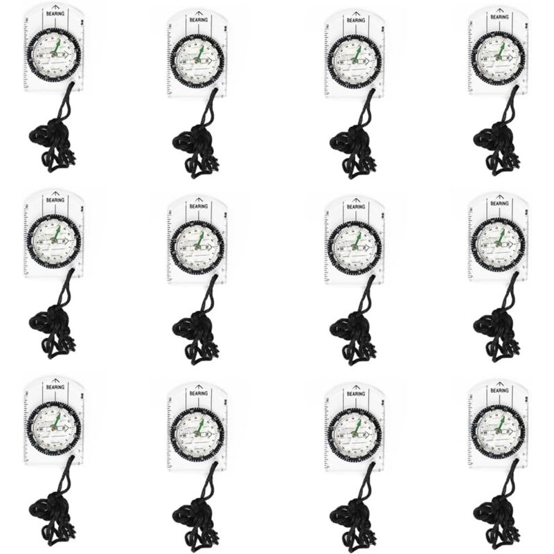 Image of Set mit 12 Orientierungskompassen – Wasserdichte Kompasse für Wandern, Camping, Kinder und Reisen