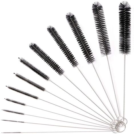 Set mit 12 Reinigungsbürsten, Milchschlauchbürste, Nylon-Schlauchbürstenset für Teekannendüse, schwarz