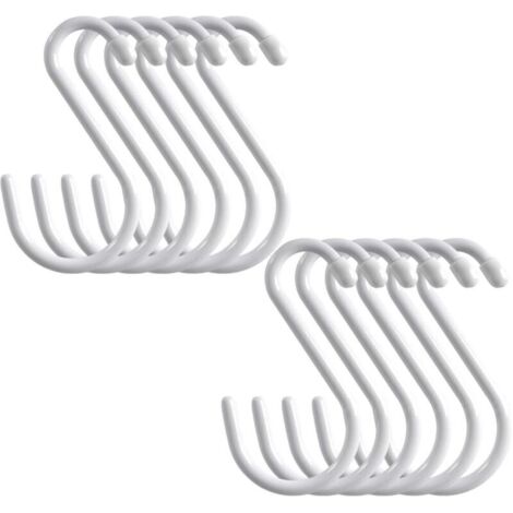 Set mit 12 robusten, 168,5 cm langen, vinylbeschichteten S-Haken, schwarzen, gummierten S-Haken und S-Haken aus Metall