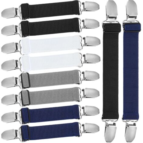 Set mit 12 Spannbettlakenclips, verstellbaren Gummibändern und Matratzenbezugbefestigungen