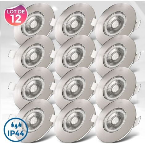Set mit 12 ultraflachen LED-Einbaustrahlern für Badezimmer, Schutzart IP44, GU10-Fassung