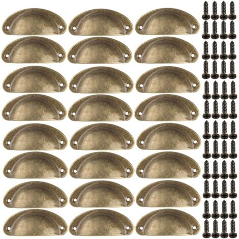 Set mit 12 Vintage-Möbelgriffen aus Metall für Schubladen, Schränke, Kommoden und Küchen, 81 x 35 mm, Messingfarbe