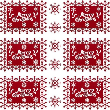 Set mit 12 weihnachtlichen Filz-Tischsets/Untersetzern mit Schneeflockenmotiv für die Tischdekoration