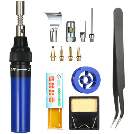 Set mit 13 3-in-1-Gaslötkolben im Stiftformat (blau)