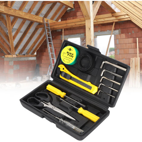 Set mit 13 Haushaltswerkzeugen für Reparaturen und Heimwerkerarbeiten mit robustem Koffer (Chrom-Vanadium, 22x12x4cm)