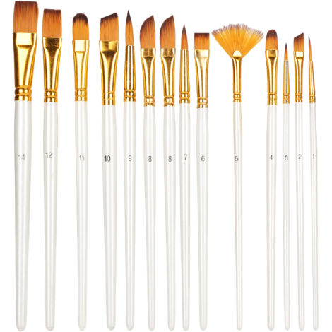 Set mit 13 Nylon-Künstlerpinseln für Aquarell und Acryl, weißer Perlmuttgriff, vielseitige Malwerkzeuge